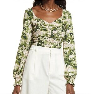 Open Edit Floral Green Women's Blouse